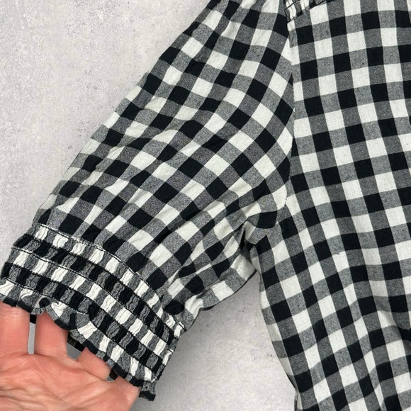 Sezane Sixteen Plaid Gingham Mini Dress Black White Size 36 French US 4‎ Button - Picture 11 of 16